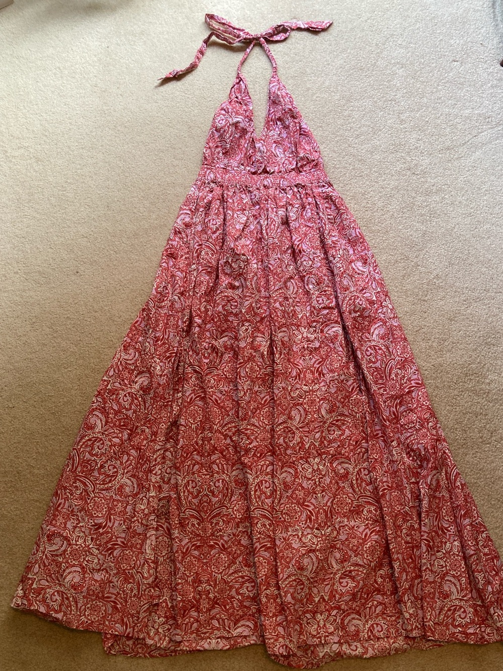 J. Crew Collection Women’s Pink Paisley Halter Maxi Dress